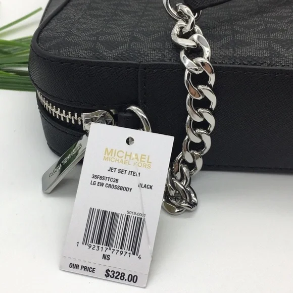 MICHAEL KORS JET SET ITEM LG EW CROSSBODY BLACK SIGNATURE - Picture 6 of 8